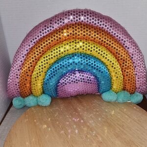 Kids Sequined Rainbow 3D Decorative Throw Pillow